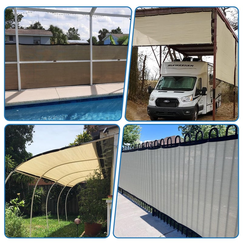 TANG 4' x 25' Privacy Fence Screen Brown Shade Cloth with Grommets, Chain Link Fence Panels Outdoor Mesh Fabric Fencing, Balcony Windscreen Cover,Temporary Garden Fencing for Yard Deck Pool - Image 2